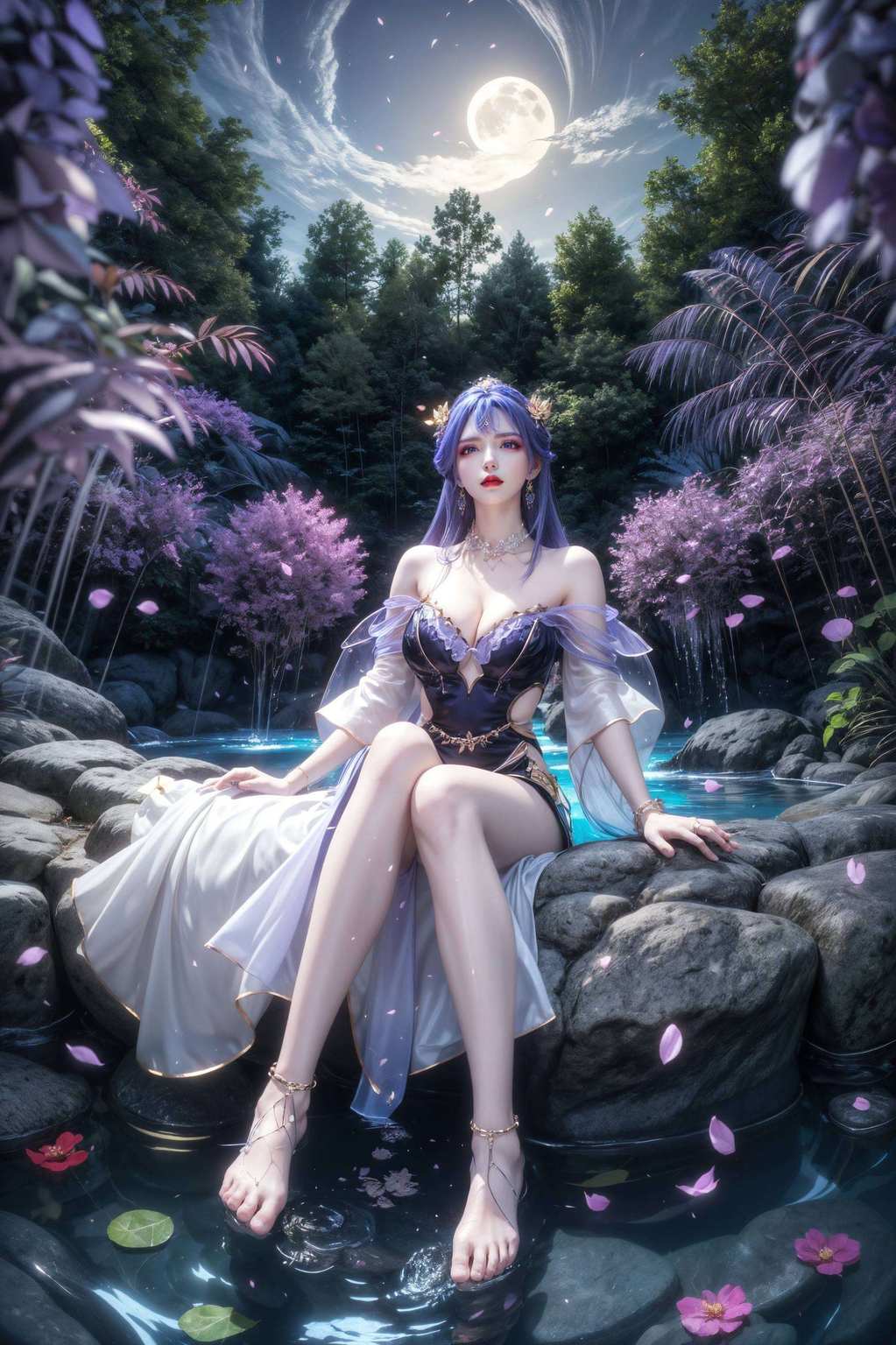 诸神之间或有美女抚琴弄弦