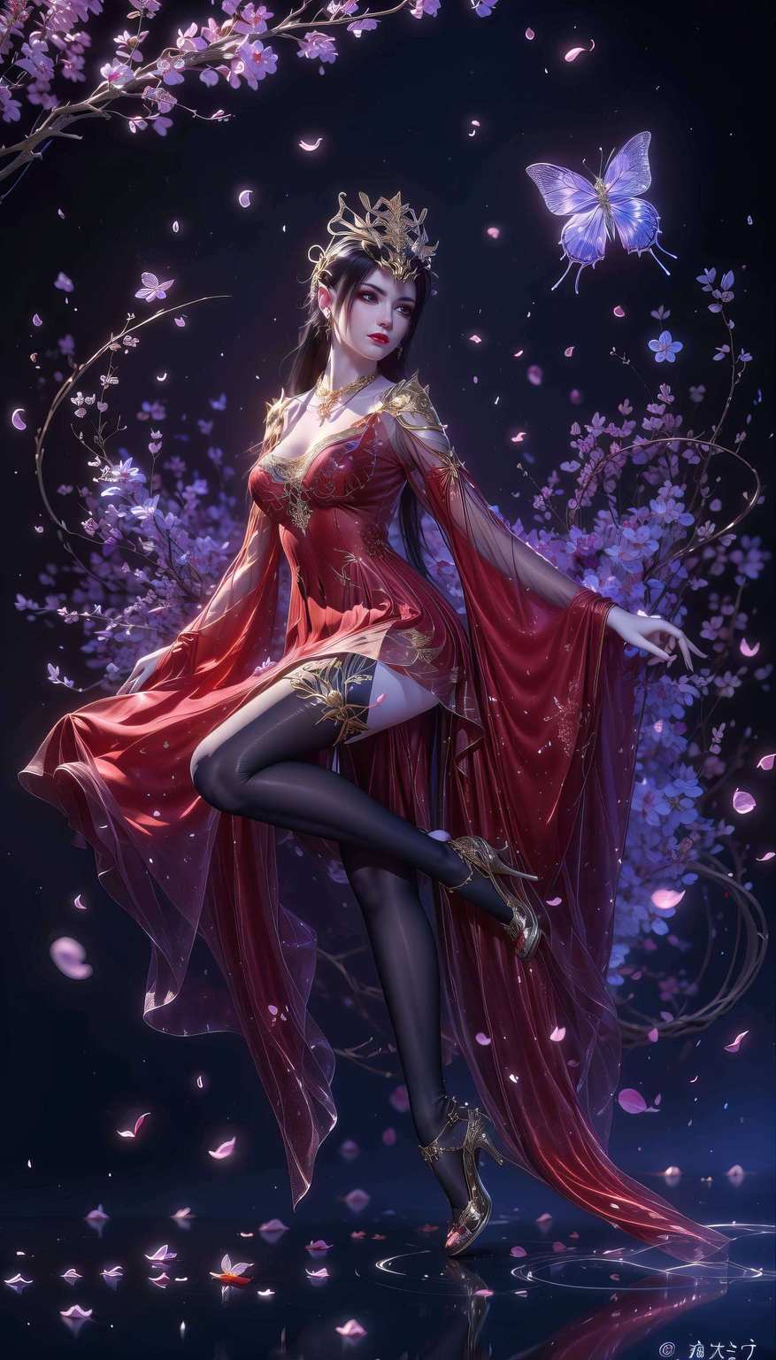 小心被她的美貌和力量一起吞掉哦！美杜莎大人以一袭七彩吞天蟒的华贵亮相