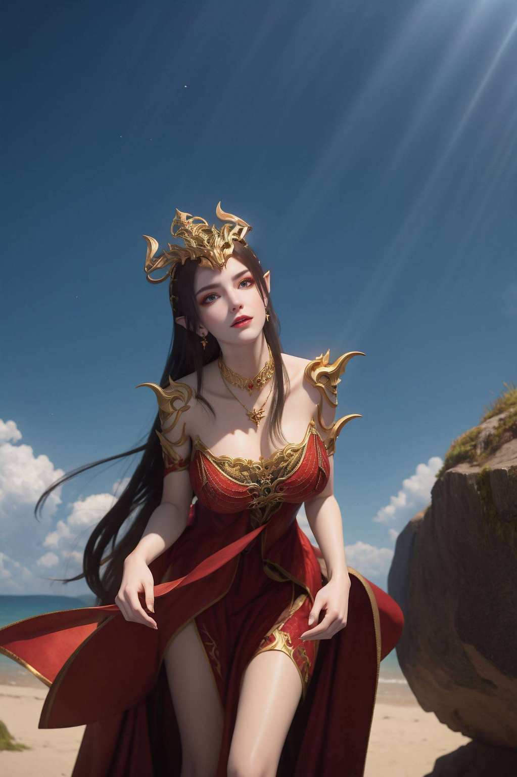七彩吞天蟒的神秘与她的优雅气质相映成趣彩鳞闪耀夺目