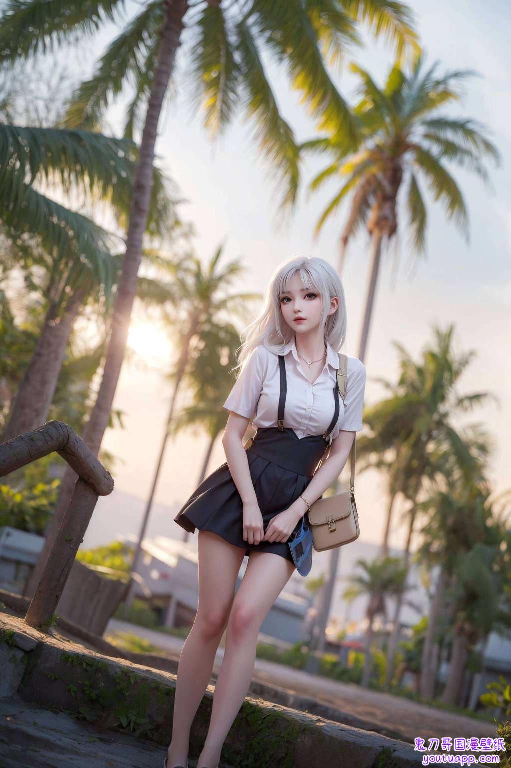 IPad上的国漫美女壁纸上的她