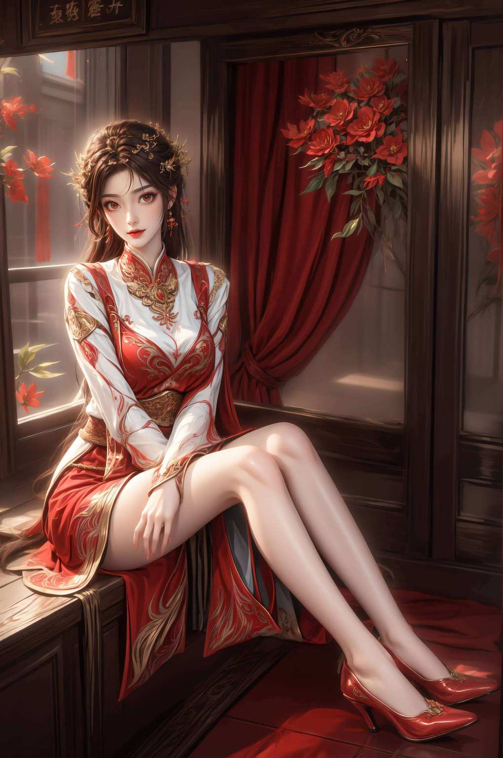 来自国漫《完美世界》的灵动女神火红色的长发飘逸如焰