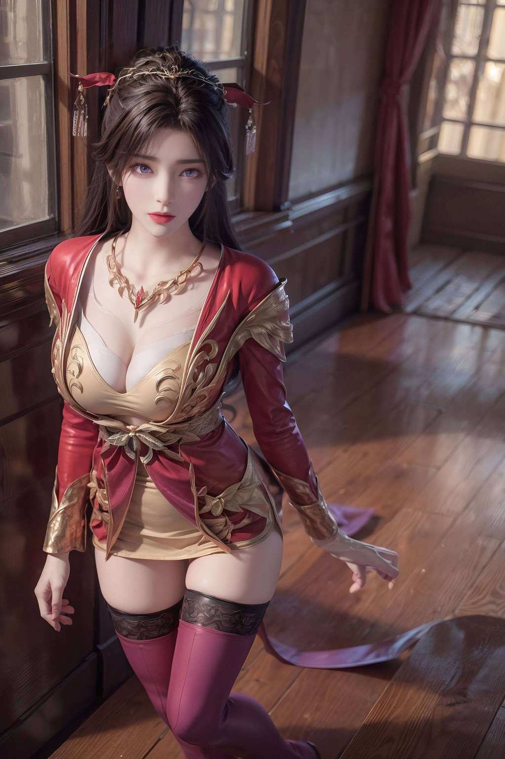 月婵凌空壁纸绘幻境；国漫美女