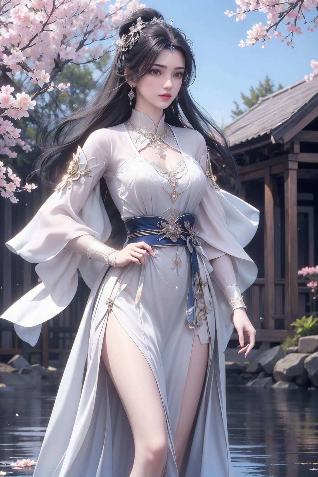 诠释着动漫美女的无限魅力她的身影在壁画间流转