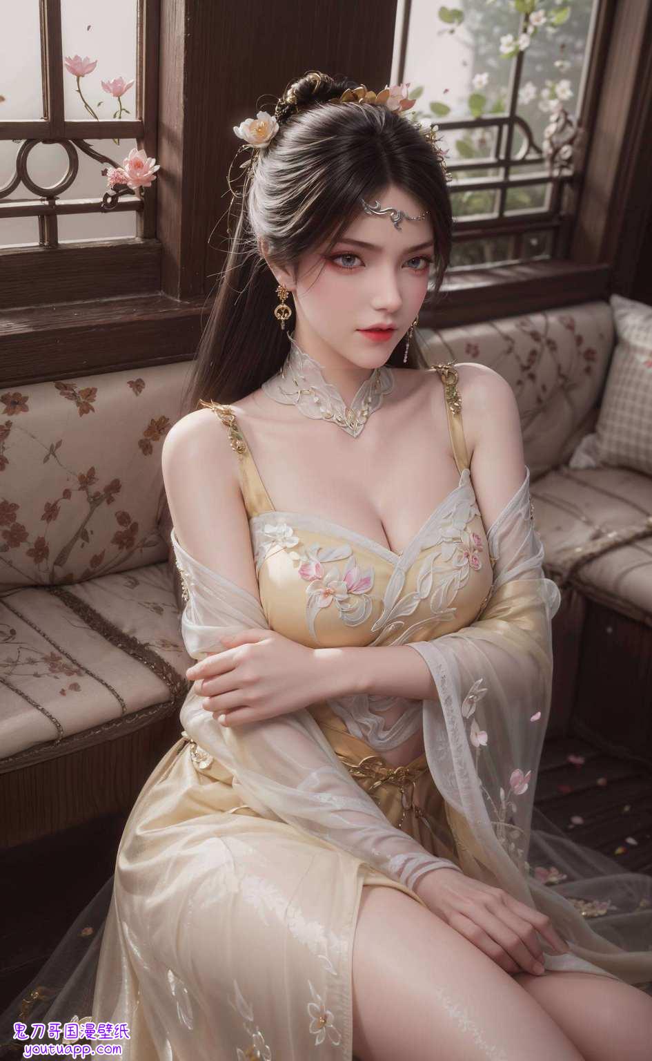 她如同诛仙世界里的一抹仙气在手机壁纸间流转